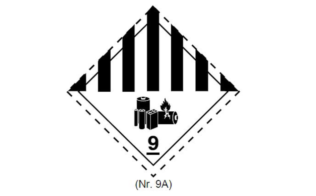 Lithiumbatterien Gefahrzettel 9A 1200