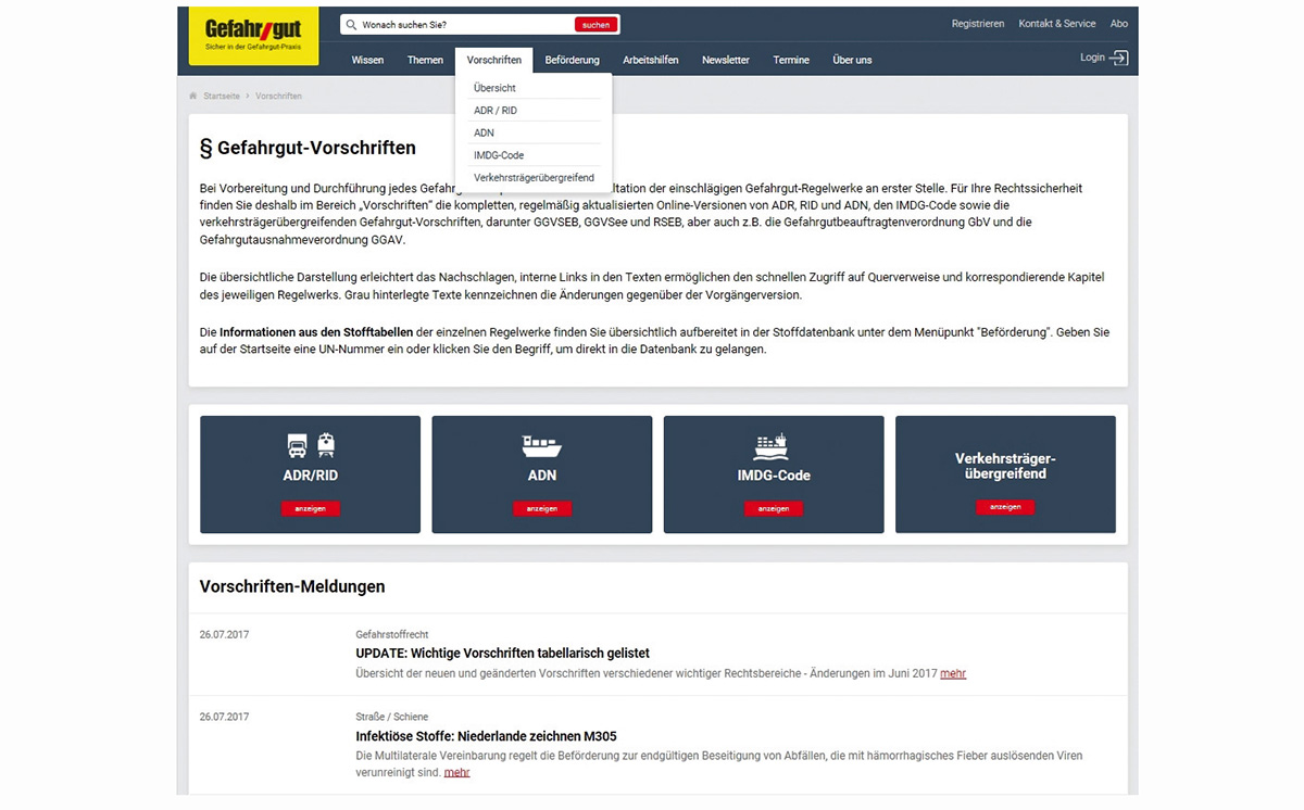 Screenshot Vorschriften Gefahrgut online 1200